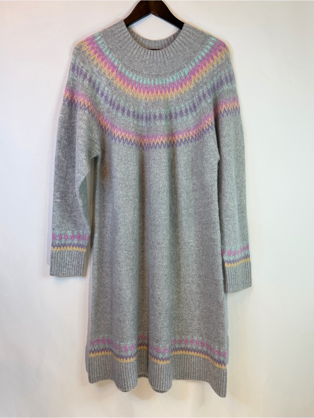 NEW TORRID Fair Isle Vegan Cashmere Mock Neck Sweater Dress Womens 3x 22-24 Soft